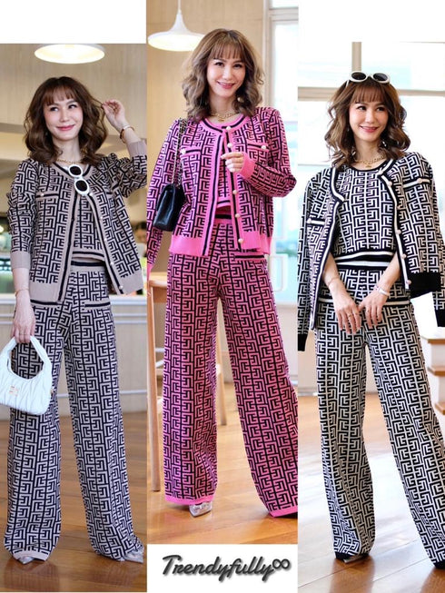 Ladies Winter Cardigan,Camisole With Trousers Sets